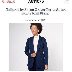 Tailored by Susan Graver Smart Ponte Knit Blazer, Petite XL, Navy